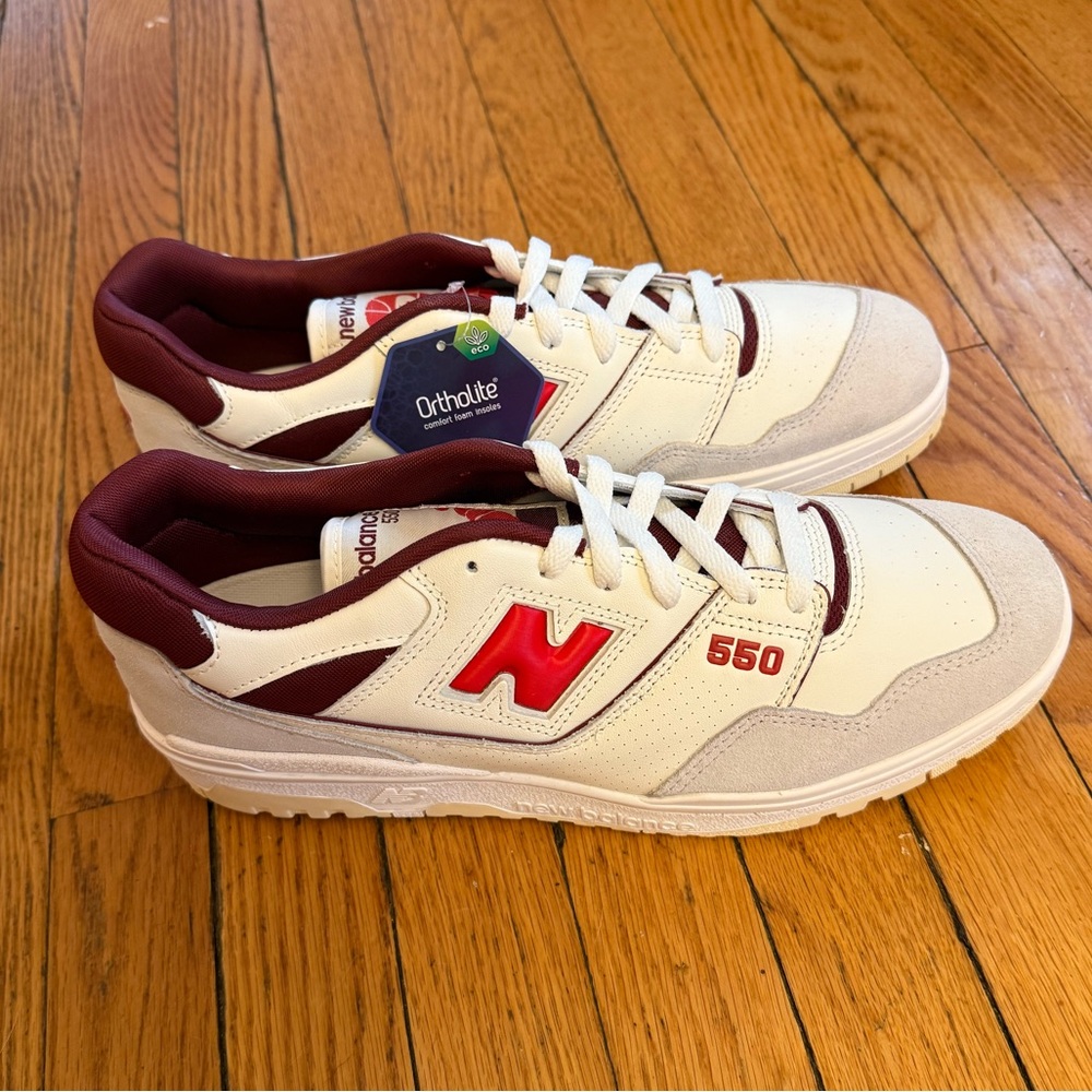 New Balance 550 Burgundy/White Sneakers - New With Tags